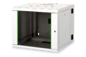 Digitus Szafa sieciowa wisząca Unique 19" 9U rack 600x600, drzwi szyba, szary, dzielona, złożona, 100kg