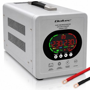 UPS Qoltec 50451 Pure Sine Wave 1000VA/720W Przetwornica 12/230V z AVR | LCD | LiFePO4 AGM GEL