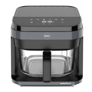 ELDOM FRYTKOWNICA BEZTŁYSZCZOWA FR500 5,5 L 1200W SZKLANY POJEMNIK, RUSZT, SILIKONOWA PODKŁADKA, 8 PROGRAMÓW, REGULACJA TEM.
