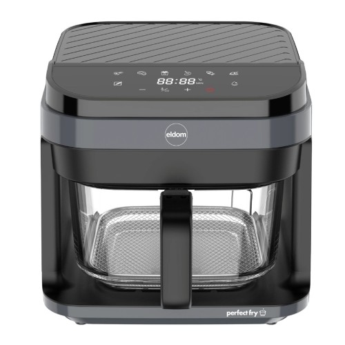 ELDOM FRYTKOWNICA BEZTŁYSZCZOWA FR500 5,5 L 1200W SZKLANY POJEMNIK, RUSZT, SILIKONOWA PODKŁADKA, 8 PROGRAMÓW, REGULACJA TEM. - 3030543