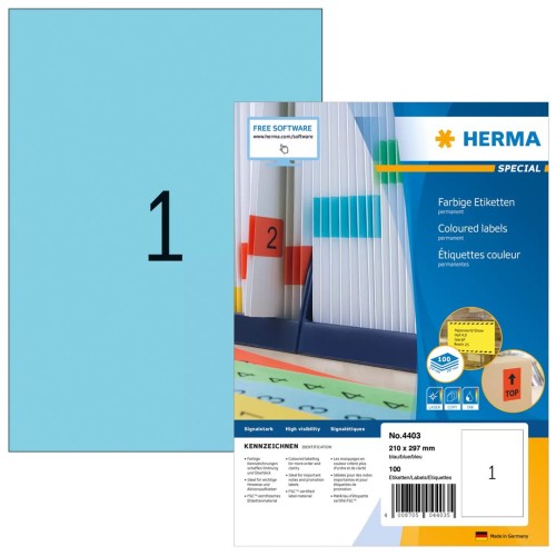 HERMA 4403 samoprzylepne etykiety Prostokąt Na stałe Niebieski 100 szt. - 2970530