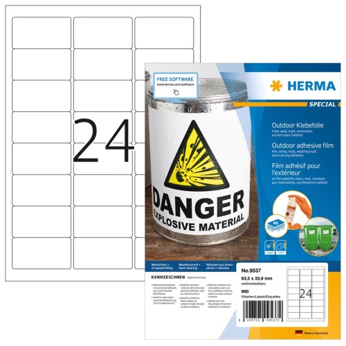 HERMA 9537 samoprzylepne etykiety Prostokąt Biały 960 szt. - 2970535
