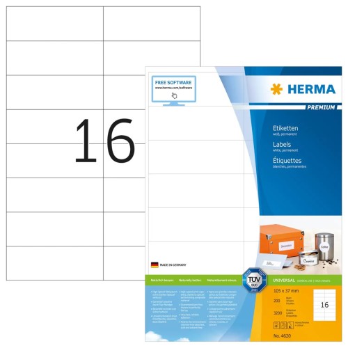 HERMA 4620 etykiet do nadruku Biały Nieprzylepna etykieta do druku - 2970545