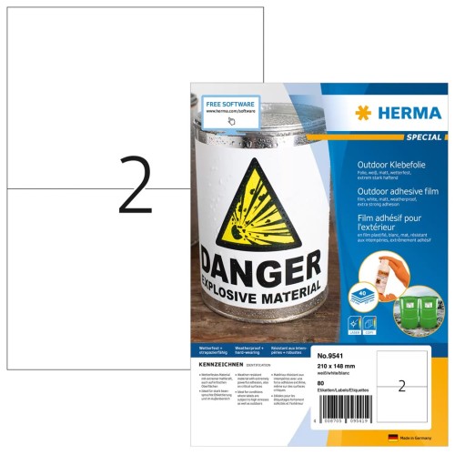 HERMA 9541 samoprzylepne etykiety Prostokąt Biały 80 szt. - 2970532