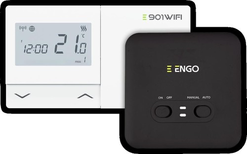 Regulator temperatury ENGO Controls E901-WIFI - bezprzewodowy, Wi-Fi, Internetowy, biały, 868MHz, bateryjny - 2974708
