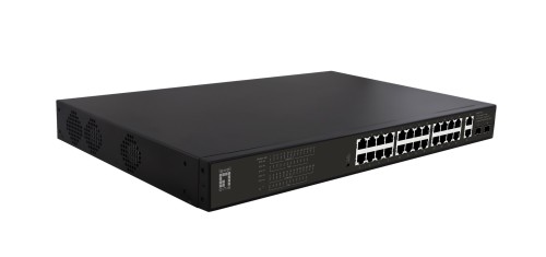 Przełącznik LevelOne GB PoE+ 28-portowy 19" 390W 1Gbps - 2976388