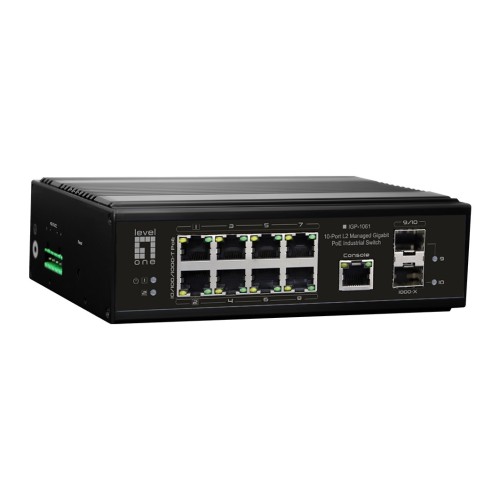 Przełącznik LevelOne Industrial Gb/L2 Managed PoE 10-portowy 360 W 1 Gb/s - 2976399