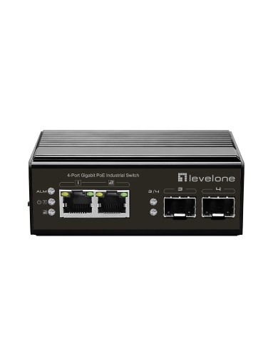 Switch LevelOne IGP-0431 - niezarządzalny - 2 x 10/100/1000 (PoE) + 2 x Gigabit SFP - Możliwość montażu na szynie DIN - PoE - zasilanie DC - 2976553
