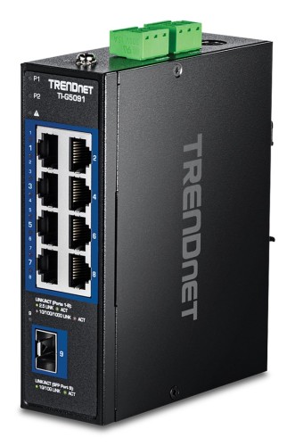 9-portowy przemysłowy przełącznik przemysłowy 2,5G na szynę DIN TRENDnet z 10G SFP - 2976965