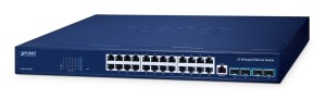 PLANET Layer 3 24-Port 10/100/1000T Zarządzany L3 Gigabit Ethernet (10/100/1000) Obsługa PoE Niebieski