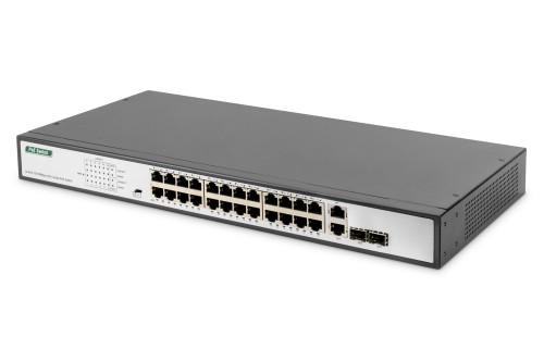 Digitus DN-95343 przełącznik sieciowy Nie zarządzany Fast Ethernet (10/100) Obsługa PoE 1U Czarny, Srebrny - 2976999