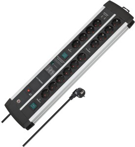 Brennenstuhl 1392000232 rozgałęziacz 3 m 14 x gniazdo sieciowe Wewnętrzna Czarny, Srebrny