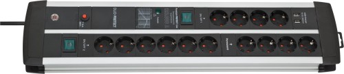 Brennenstuhl 1392000232 rozgałęziacz 3 m 14 x gniazdo sieciowe Wewnętrzna Czarny, Srebrny - 2978688