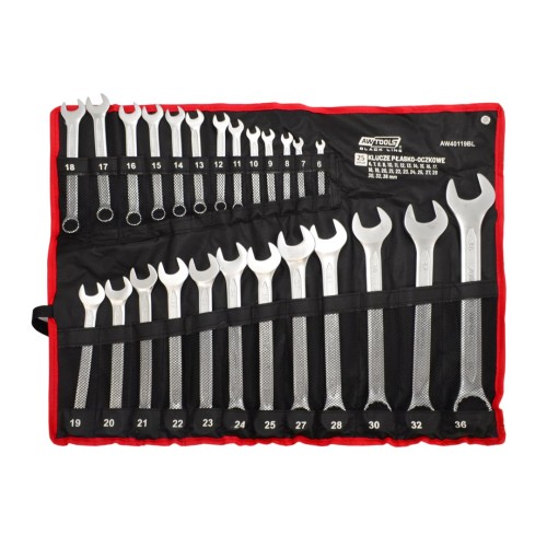 AWTOOLS KLUCZ PŁASKO-OCZKOWY KPL.25szt. /6mm-36mm /BLACK LINE - 3037421