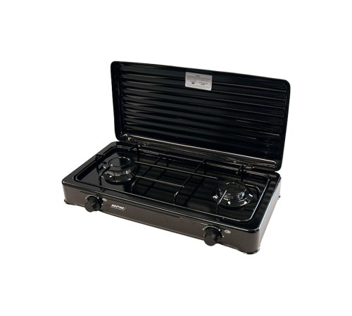 Turystyczna kuchenka gazowa 2-palnikowa / czarna MPM  SMILE-KN-02/1KB (OUTLET) - 887449
