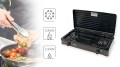 Turystyczna kuchenka gazowa 2-palnikowa / czarna MPM  SMILE-KN-02/1KB (OUTLET) - 999748