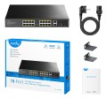 Switch CUDY FS1018PS1 16-Port 10/100M PoE+ 190W 2xGbE 1xSFP - 3034508