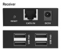 Przedłużacz (extender) po skrętce kat.6 USB 2.0 do 150m, 4x USB-A do 480 Mbps, 1x RJ45 (Gigabit Ethernet) - zestaw (odbiornik/nadajnik) - 2877015