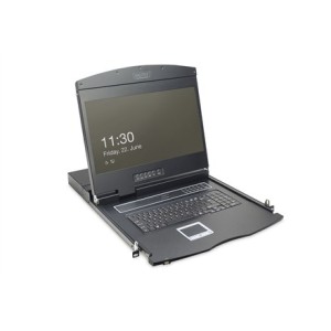 Digitus Konsola modułowa z monitorem TFT o przekątnej 19” (48,3 cm), 8-portowym przełącznikiem KVM & touchpadem, klawiatura amerykańska