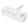 Digitus 3-drożna biurowa listwa zasilająca z 2 złączami USB-A i 1 złączem USB-C, biała - 2928376