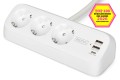 Digitus 3-drożna biurowa listwa zasilająca z 2 złączami USB-A i 1 złączem USB-C, biała - 2949815