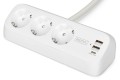 Digitus 3-drożna biurowa listwa zasilająca z 2 złączami USB-A i 1 złączem USB-C, biała - 2928371