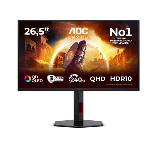 AOC G4 Q27G4ZDR monitor komputerowy 67,3 cm (26.5") 2560 x 1440 px Quad HD QD-OLED Czarny, Czerwony - 3010170