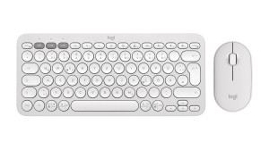 Logitech 920-012204 klawiatura Dołączona myszka Uniwersalne RF Wireless + Bluetooth QWERTZ Niemiecki Biały