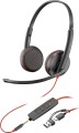 Poly Blackwire 3225 Stereo USB-C Headset +3.5mm Plug +USB-C/A Adapter (Bulk) - 2062331