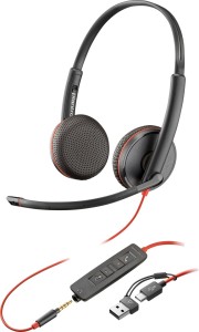 Poly Blackwire 3225 Stereo USB-C Headset +3.5mm Plug +USB-C/A Adapter (Bulk)
