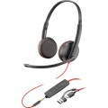 Poly Blackwire 3225 Stereo USB-C Headset +3.5mm Plug +USB-C/A Adapter (Bulk) - 2637195