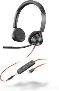HP Poly Zestaw słuchawkowy stereo Poly Blackwire 3325 USB-C z certyfikatem Microsoft Teams + wtyczka 3,5 mm + przejściówka USB-C/A