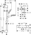 Hansgrohe Crometta brusersystem z 65 cm Vario brusesat i Ecostat 1001 CL termostatarmatur til frembygning - 2967695