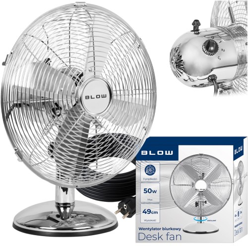BLOW WENTYLATOR STOŁOWY 30CM SREBRNY METALOWY - 3016950
