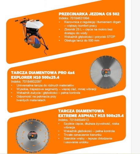 NORTON PRZECINARKA JEZDNA CS 502 13KM (9,6 kW) 500mm + 2xTARCZA - 3047902