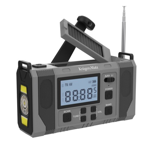 Radio solarne, przenośne radio awaryjne SOS, powerbank 10000mAh, latarka, dynamo, Kruger&Matz - 3047959