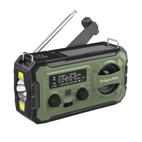 Radio solarne, przenośne radio awaryjne SOS, powerbank 10000mAh, latarka, dynamo, Kruger&Matz - 3047960