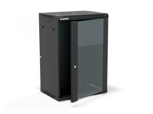 Szafa wisząca 19" 18U 600x450, (opcja dwusekcyjna) drzwi szklane jednoskrzydłowe, tył osłona pełna demontowalna, osłony boczne pełne demontowalne zamykane na klucz, 4 belki, kolor czarny, do samodziel - 3059146