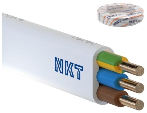 Przewód elektryczny drut płaski YDYp 450/750V 4x1,5mm2 NKT biały 100m - 3059553