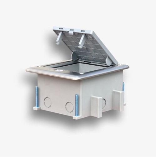 Box podłogowy 6M IP66 - puszka podłogowa do montażu gniazd standardu 22,5x45 mm (45x45 mm) uchylna - 3052623