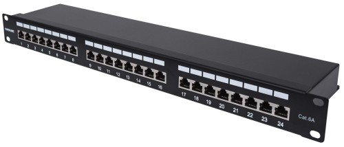 INTELLINET 24-Port Cat6a Patchpanel FTP 1HE schwarz - 3056080