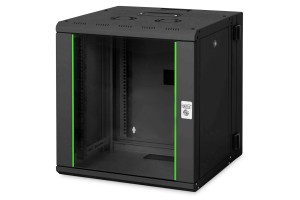 Digitus Szafa sieciowa wisząca Unique 19" 12U rack 600x600, drzwi szyba, czarny, dzielona , złożona, 100kg