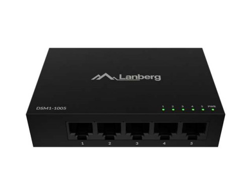 LANBERG SWITCH DSM1-1005 5X1GB/S NIEZARZĄDZALNY GIGABIT ETHERNET DESKTOP 12V (OBUDOWA METALOWA) - 3062746