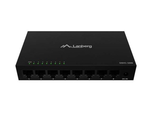 LANBERG SWITCH DSM1-1008 8X1GB/S NIEZARZĄDZALNY GIGABIT ETHERNET 12V (OBUDOWA METALOWA) - 3062748