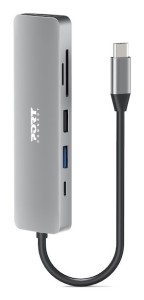 Port Designs 900162 huby i koncentratory USB Type-C Srebrny