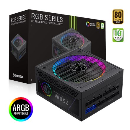 Gamemax PSU | RGB 750G | 750 W | Gold | Full Modular - 3068226