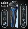 Braun Series 6 61-B4500cs - Golarka foliowa - Niebieski - Przyciski - LED - Ładowanie - Zasilanie - AC/Bateria - 3069409