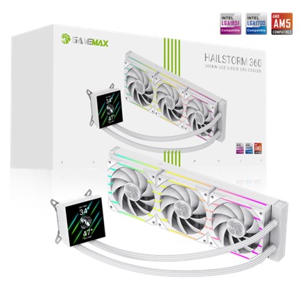 Gamemax CPU Liquid Cooler | HAILSTORM 360 LCD WH | White - 3073354