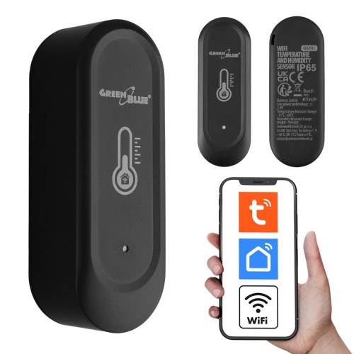 GREENBLUE ZEWNĘTRZNY CZUJNIK TEMPERATURY I WILGOTNOŚCI WIFI, ANDROID/IOS, 3.0V DC, LR03X2, IP65 GB741 - 3075331