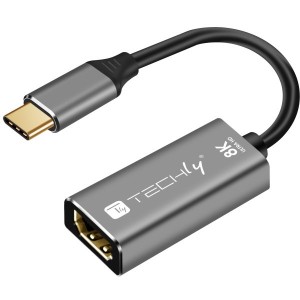 Techly IADAP-USBC-HDMI8 zewnętrzna karta graficzna usb 7680 x 4320 px Czarny, Srebrny